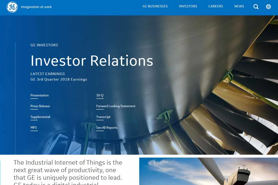 GE Investor Relations platform